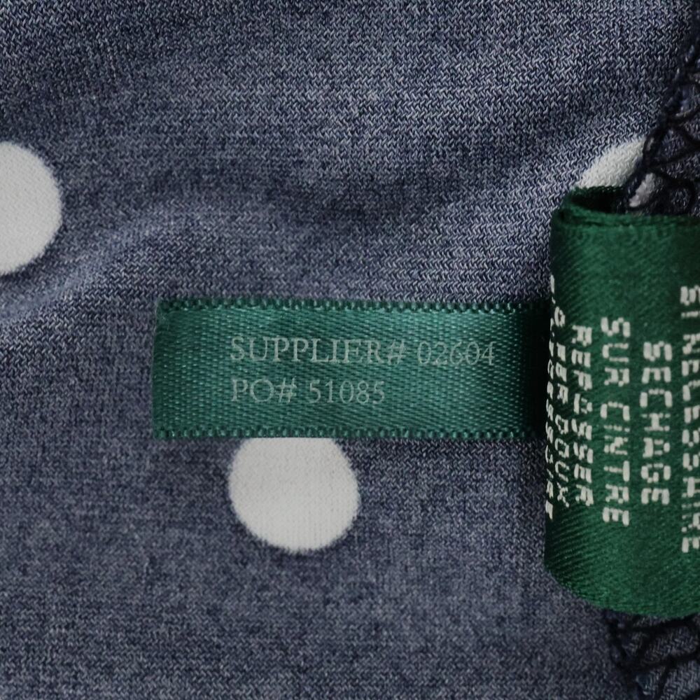 LRL Ralph Lauren Dress Womens 4 Navy Blue White Polka Dot Stretch Knit Faux Wrap - Picture 13 of 15